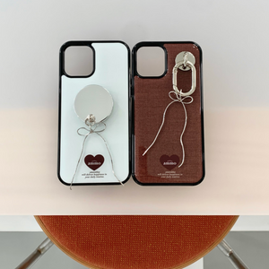 [ammo] Fabric Epoxy Phone Case (Brown Heart)