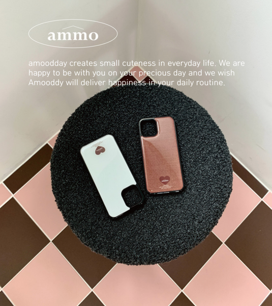 [ammo] Fabric Epoxy Phone Case (Brown Heart)