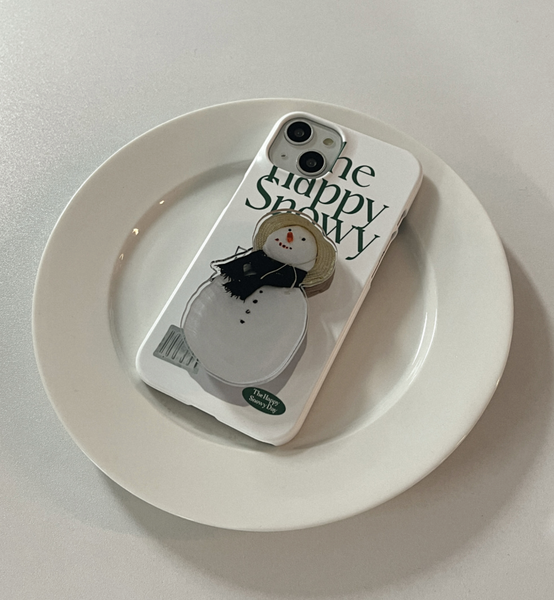 [mademoment] [1+1] Happy Snowy Lettering Hard Phone Case + Happy Snowy Acrylic Smart Tok