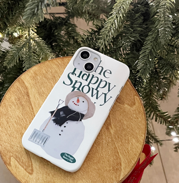 [mademoment] [1+1] Happy Snowy Lettering Hard Phone Case + Happy Snowy Acrylic Smart Tok