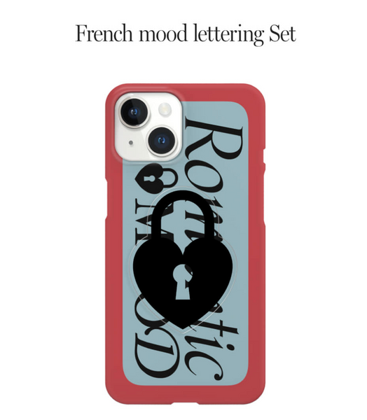[mademoment] [1+1] French Mood Lettering Hard Phone Case + Heart Lock Acrylic Smart Tok