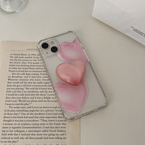 [mademoment] [1+1] Pure Love Tank Clear Phone Case + Pastel Plain Bead Heart Tok