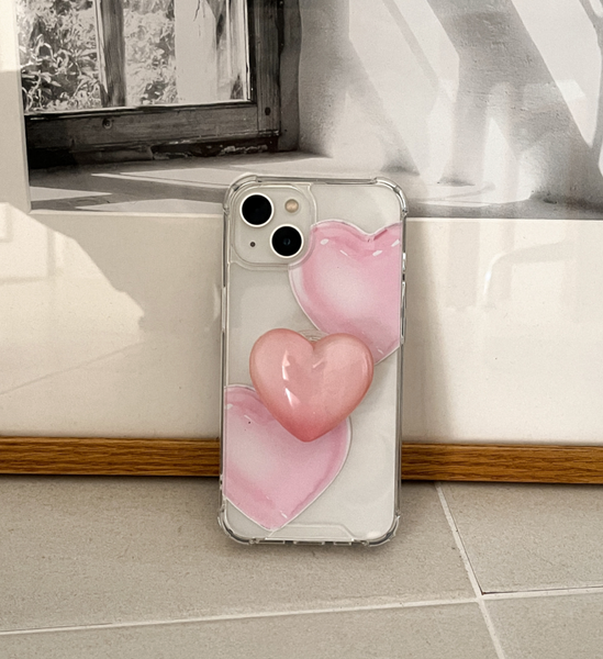 [mademoment] [1+1] Pure Love Tank Clear Phone Case + Pastel Plain Bead Heart Tok