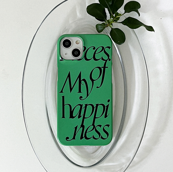 [mademoment] [1+1] Pieces of Lettering Hard Phone Case + Modern Plain Bead Heart Tok