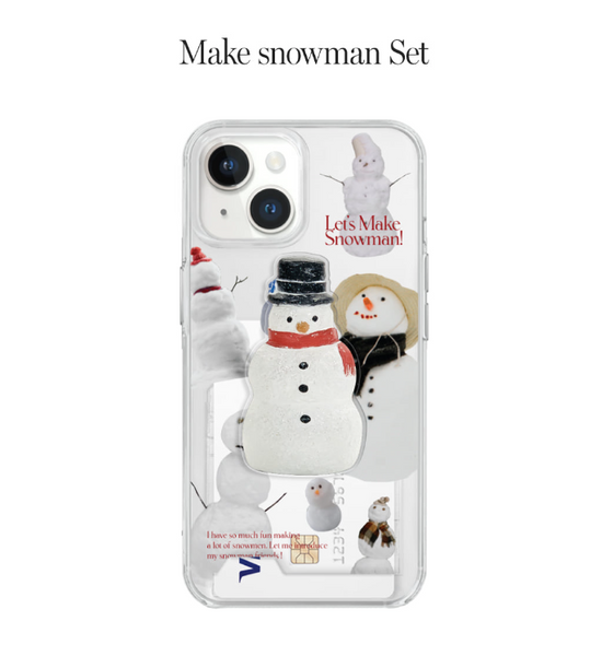 [mademoment] [1+1] Make Snowman Clear Card Storage Phone Case + Love & Joy Snowman Acrylic Smart Talk