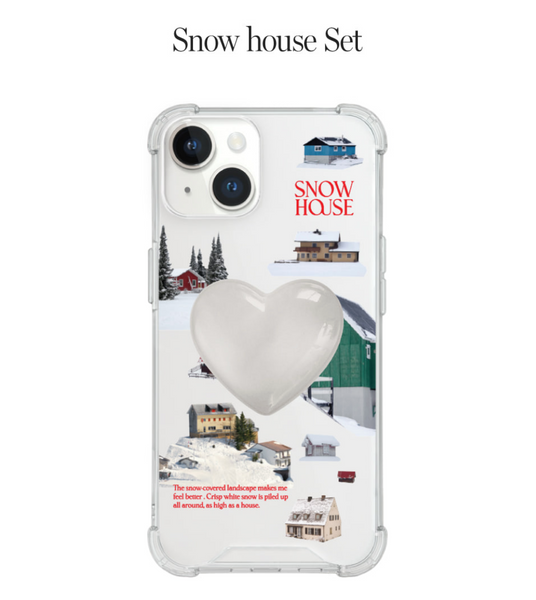 [mademoment] [1+1] Snow House Tank Clear Phone Case + Pastel Rainbow Bead Heart Tok