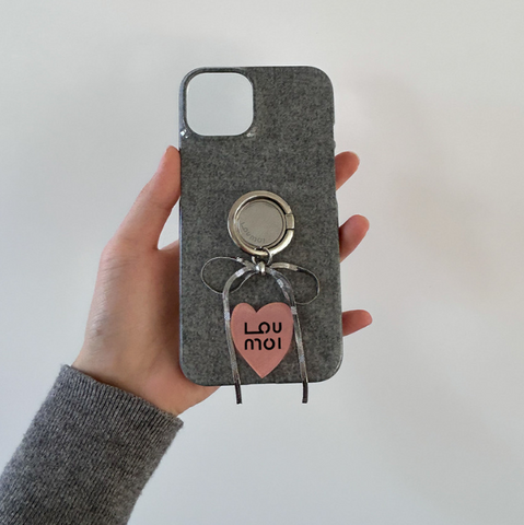 [Loumoi] Present series KNIT LOVE / Grey Phone Case