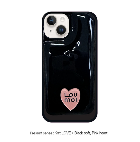 [Loumoi] Present series KNIT LOVE / Black Soft Phone Case