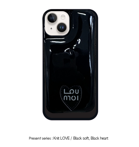 [Loumoi] Present series KNIT LOVE / Black Soft Phone Case