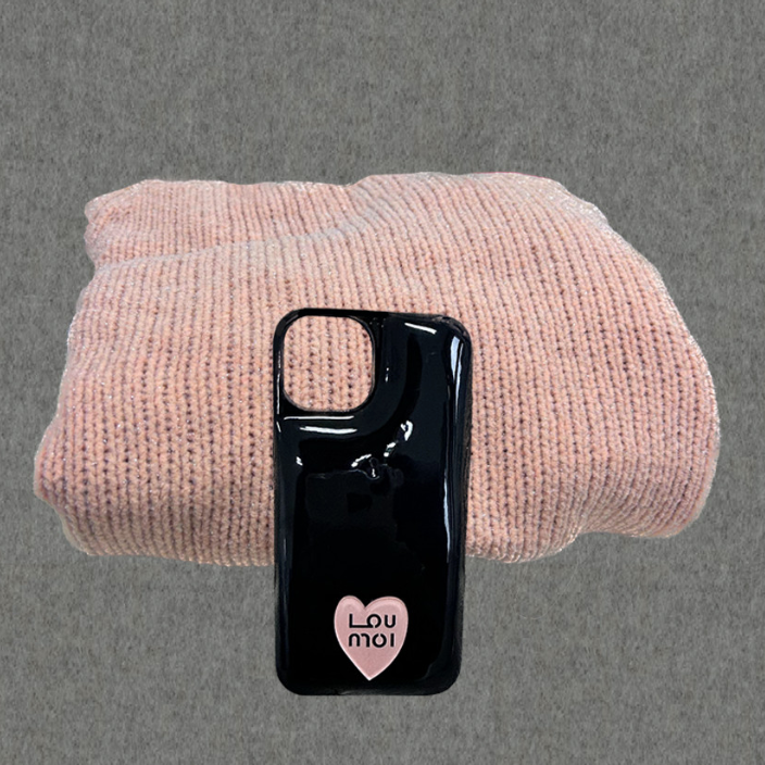 [Loumoi] Present series KNIT LOVE / Black Soft Phone Case