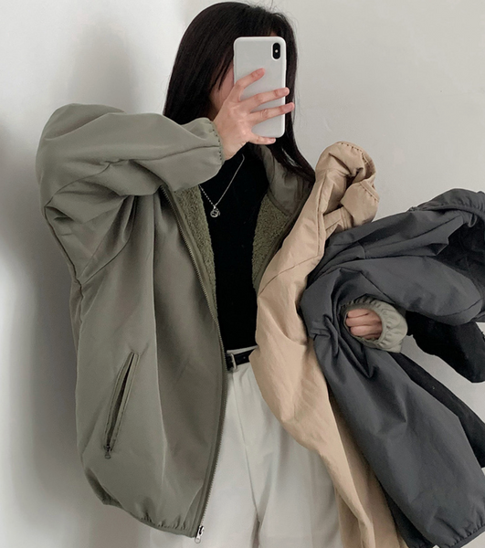 [CREAMCHEESE] Basic Wool Zip-up Jacket