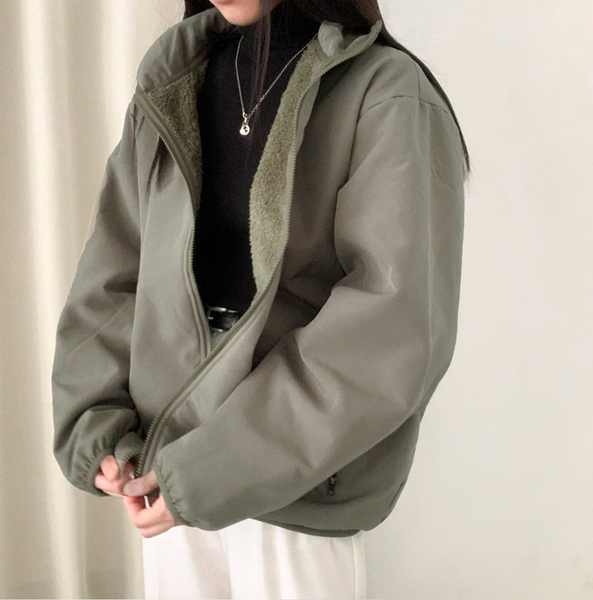 [CREAMCHEESE] Basic Wool Zip-up Jacket