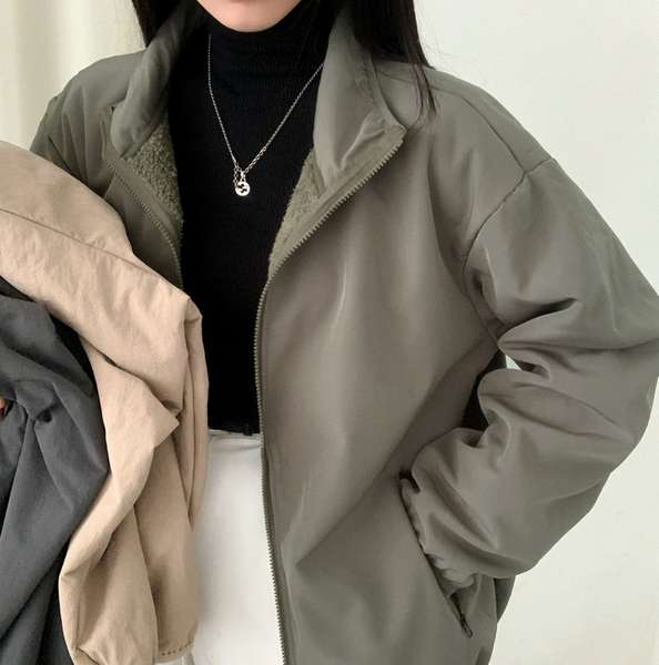 [CREAMCHEESE] Basic Wool Zip-up Jacket