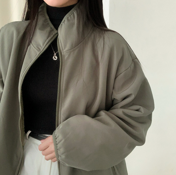 [CREAMCHEESE] Basic Wool Zip-up Jacket