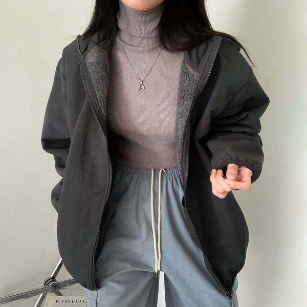 [CREAMCHEESE] Basic Wool Zip-up Jacket