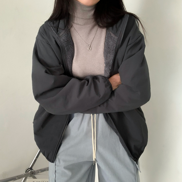 [CREAMCHEESE] Basic Wool Zip-up Jacket