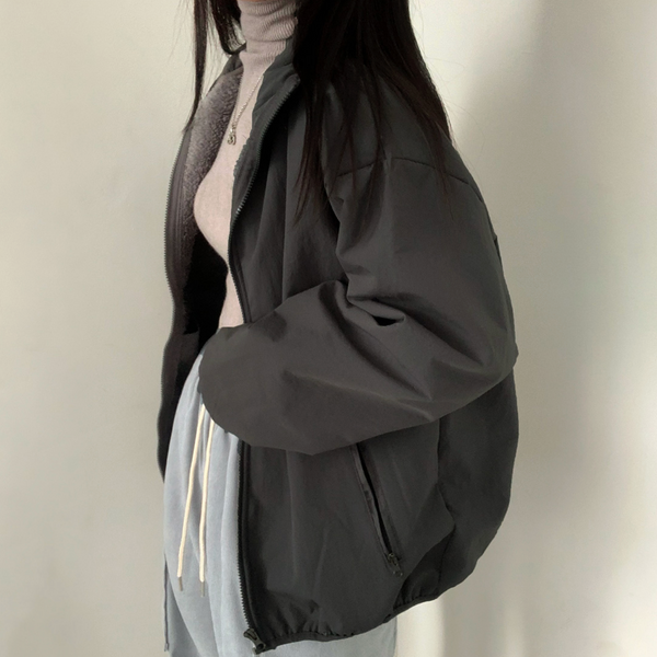 [CREAMCHEESE] Basic Wool Zip-up Jacket