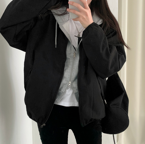 [CREAMCHEESE] Basic Wool Zip-up Jacket