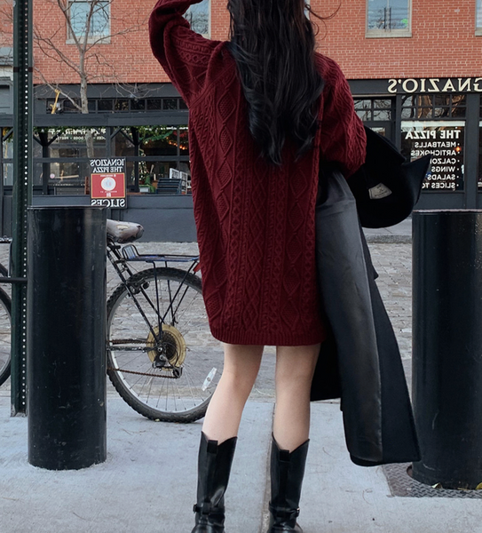 [SLOWAND] # SLOWMADE Winter Cable Knit Dress