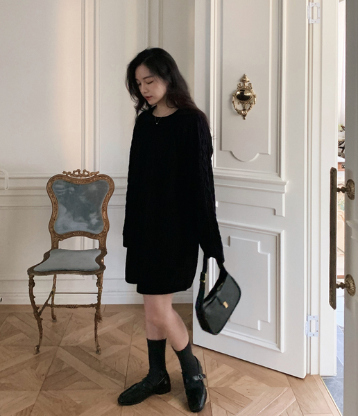 [SLOWAND] # SLOWMADE Winter Cable Knit Dress