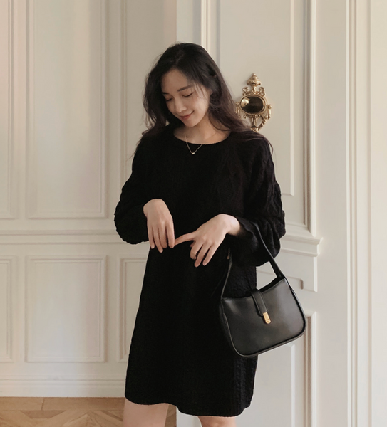 [SLOWAND] # SLOWMADE Winter Cable Knit Dress