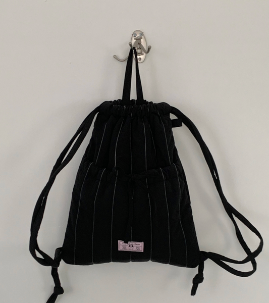 [OLIVET] Padded Ribbon String Bag (Black)