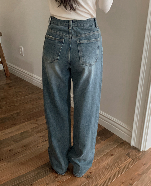 [SHOPPERLAND] Natural Napping Washed Denim Wide Pants