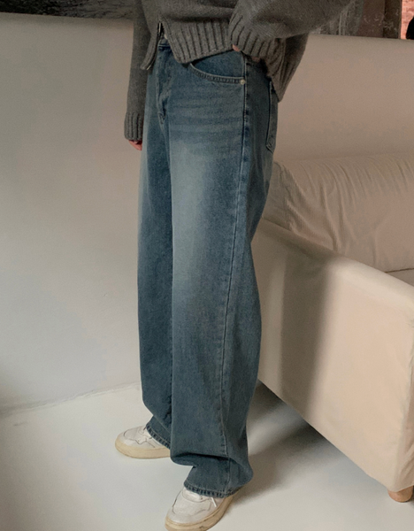 [SHOPPERLAND] Natural Napping Washed Denim Wide Pants