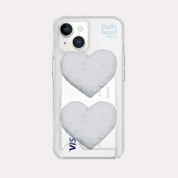 [Mademoment] Fluffy Heart Snow Design Clear Phone Case (3 Types)