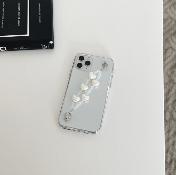 [dust dusty] Heart Pearl Strap Phone Case