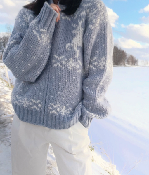 [SLOWAND] # SLOWMADE Winter Snow Knit Zip-Up