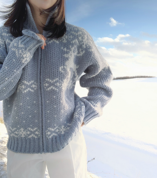 [SLOWAND] # SLOWMADE Winter Snow Knit Zip-Up