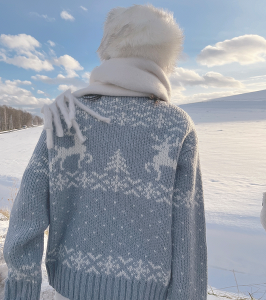 [SLOWAND] # SLOWMADE Winter Snow Knit Zip-Up
