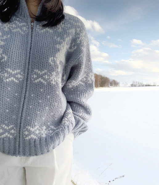 [SLOWAND] # SLOWMADE Winter Snow Knit Zip-Up