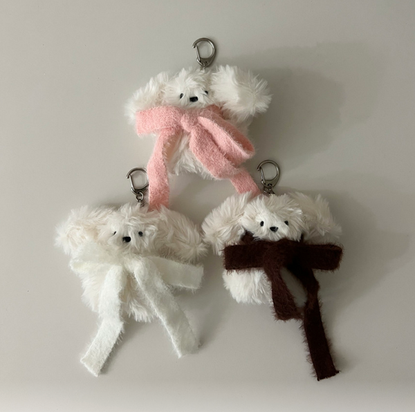 [monmorillo] Knit Ribbon Muffler Rabbit Keyring