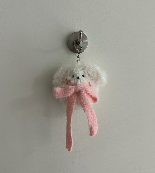 [monmorillo] Knit Ribbon Muffler Rabbit Keyring