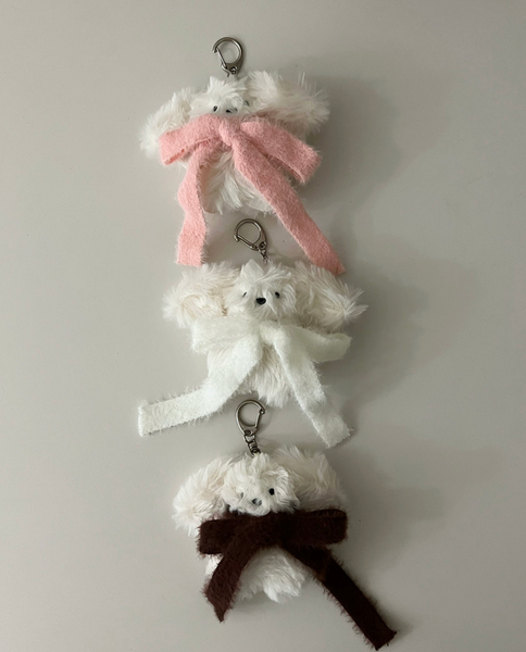 [monmorillo] Knit Ribbon Muffler Rabbit Keyring