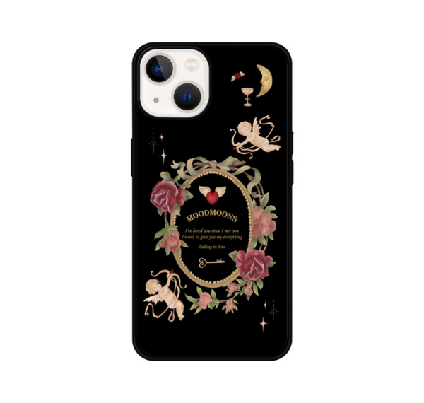 [moodmoons] Flower Epoxy Phone Case (Black/ Pink)