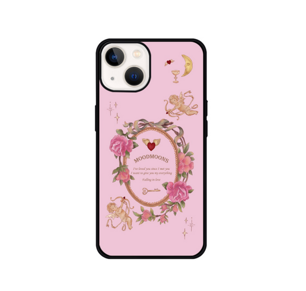 [moodmoons] Flower Epoxy Phone Case (Black/ Pink)