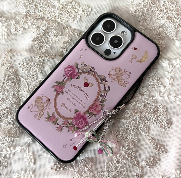 [moodmoons] Flower Epoxy Phone Case (Black/ Pink)