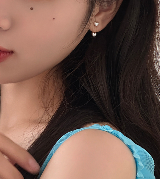 [sora'de] (925silver) Heart Earrings