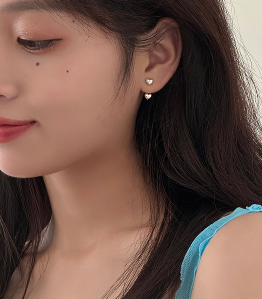 [sora'de] (925silver) Heart Earrings