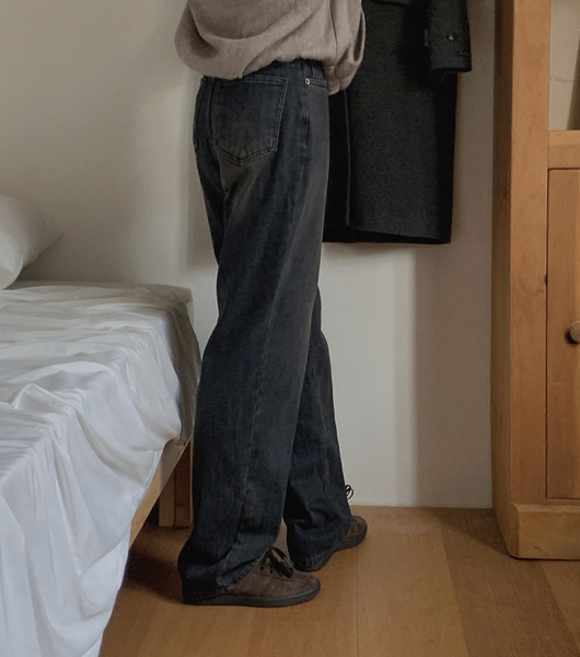 [SLOWAND] # SLOWMADE TODAY Dark Blue Napping Denim Pants