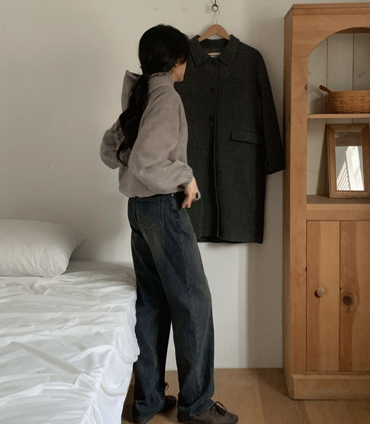 [SLOWAND] # SLOWMADE TODAY Dark Blue Napping Denim Pants