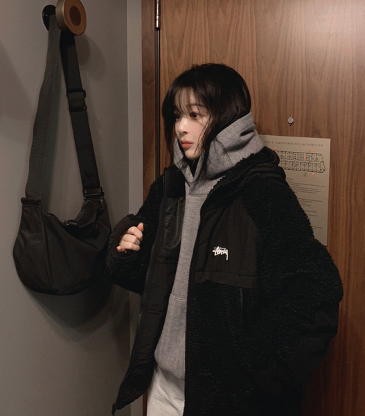 [SLOWAND] # SLOWMADE Winter Solid Fit Knitwear Fleece Hoodie