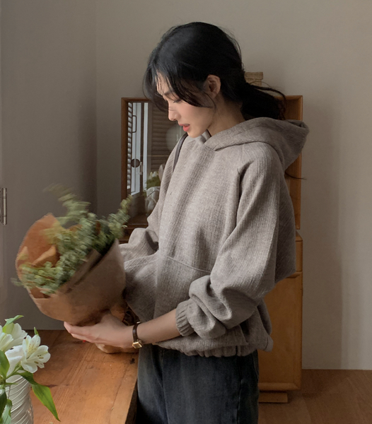 [SLOWAND] # SLOWMADE Winter Solid Fit Knitwear Fleece Hoodie