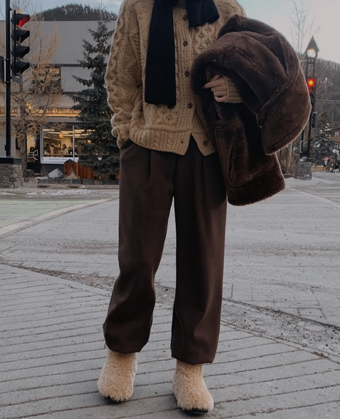 [SLOWAND] # SLOWMADE Winter Two Way Jogger Fleece-Lined Pants