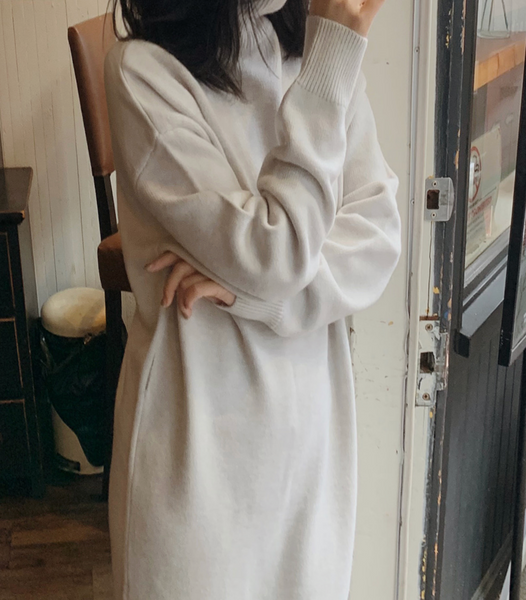 [SLOWAND] # SLOWMADE Smooth Washable Turtleneck Knit Dress