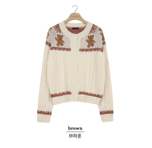 [GIRLS RECIPE] Wool 20% Ribbon Bear Wool Knit Cardigan