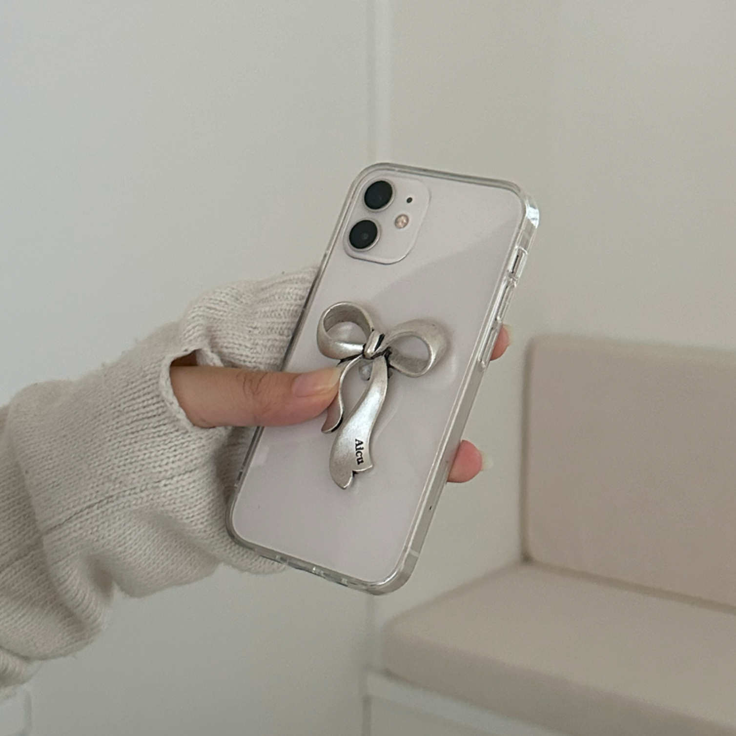 [Aicu Studio] Our Ribbon Silver Phone Case (PRE-ORDER)